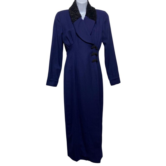 Expo Dresses & Skirts - Vintage Expo Dress Womens 4 Blue Long Line Plush Collar Toggle Made USA 80s